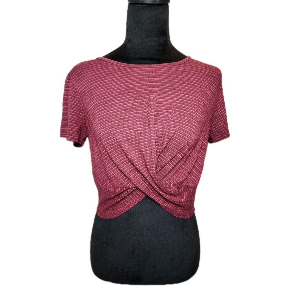 Caution To The Wind Women's Sz M Striped Crop top Knotted Front Y2K Summer Trend